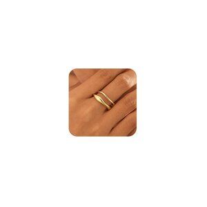 Dainty Chunky Thumb Rings 14K Gold Plated Stacking Set Non Tarnish Size 6-10